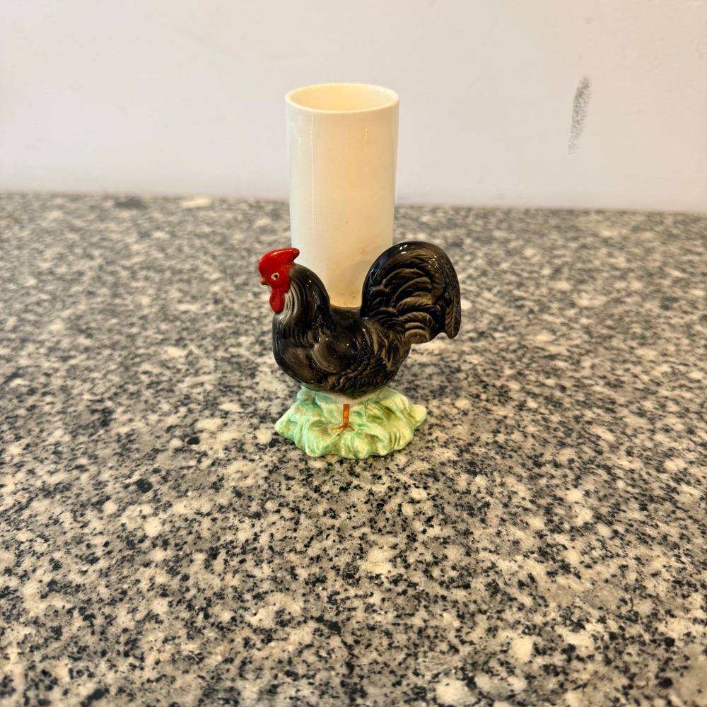 The Haldon Group Vintage 1986 Rooster Bud Vase Unisex OS Black Ceramic